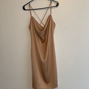 Gold Sleeveless Cowl Neck Slip Dress